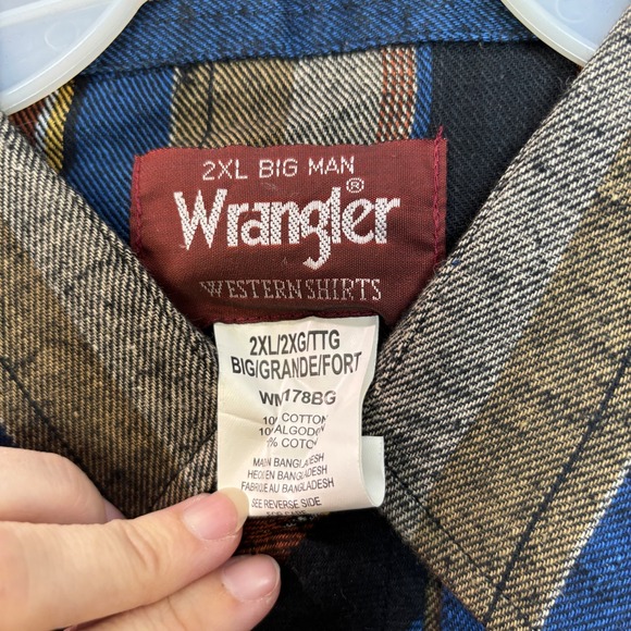 NWT Vintage Flannel Wrangler Western Wear Pearl Snap Shirt Size 2XL Big Striped - Picture 7 of 11